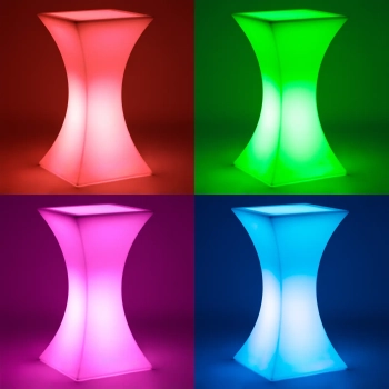 Stolik barowy klubowy kwadratowy podświetlany RGBW LED 60 x 60 x 110 cm