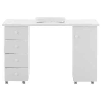 Biurko stolik do manicure kosmetyczny z szufladami szafką na kółkach 119 x 45 x 78 cm biały