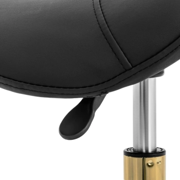 Taboret stołek kosmetyczny siodłowy na kółkach do 150 kg YORK - czarno złoty