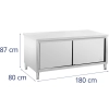 Stół gastronomiczny z szafką drzwi przesuwne 180 x 80 x 87 cm do 500 kg