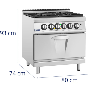 Kuchnia gazowa z piekarnikiem 4 palniki 14.4 kW