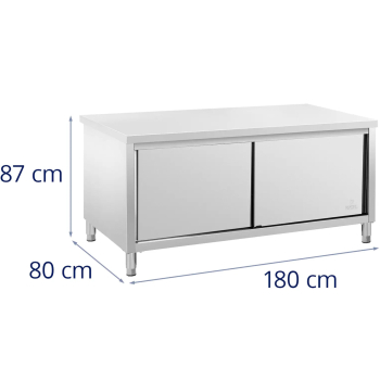 Stół gastronomiczny z szafką drzwi przesuwne 180 x 80 x 87 cm do 500 kg