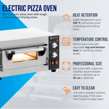 Piec do pizzy elektryczny z kamieniem szamotowym na 1 pizzę śr. 35 cm 2000 W