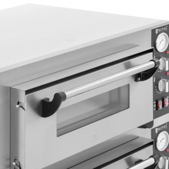 Piec do pizzy dwukomorowy z kamieniem szamotowym na 8 pizz śr. 25 cm 8400 W