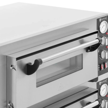Piec do pizzy dwukomorowy z kamieniem szamotowym na 8 pizz śr. 25 cm 8400 W
