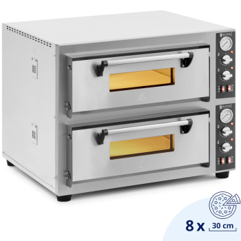 Piec do pizzy dwukomorowy z kamieniem szamotowym na 8 pizz śr. 30 cm 8400 W