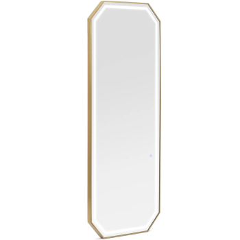 Konsola konsoleta fryzjerska lustro z oświetleniem LED ośmiokątne 180 x 70 cm - złote