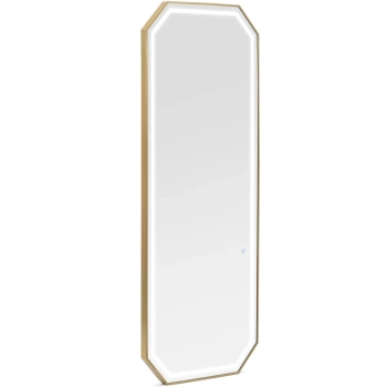 Konsola konsoleta fryzjerska lustro z oświetleniem LED ośmiokątne 180 x 70 cm - złote