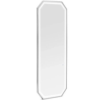 Konsola konsoleta fryzjerska lustro z oświetleniem LED ośmiokątne 180 x 70 cm - srebrne