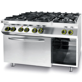 Kuchnia gazowa 6 palników z piekarnikiem elektrycznym GN1/1 Kitchen Line - Hendi 225899