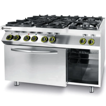 Kuchnia gazowa 6 palników z piekarnikiem elektrycznym GN1/1 Kitchen Line - Hendi 225899