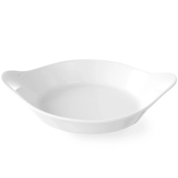 Półmisek do zapiekania okrągły z uchwytami 185x152mm kremowy porcelana - Hendi 785904