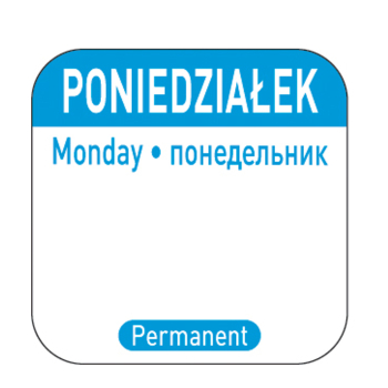 Naklejki food safety na pojemniki wielokrotnego użytku Poniedziałek PL RU EN 1000 szt. Hendi 850077