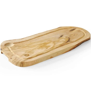 Deska do serwowania z drewna oliwnego z rowkiem 400 x 250 x 18 mm - Hendi 505212