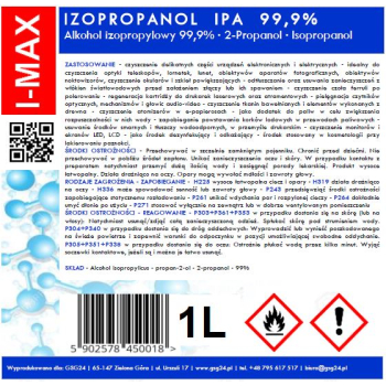 Alkohol izopropylowy Izopropanol IPA I-MAX 99,9% 1L