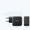 Ładowarka sieciowa GaN USB Typ C 60W + kabel USB Typ C 1.8m czarny