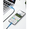 Wytrzymały nylonowy kabel przewód USB-C PD Iphone Lightning 18W QC3.0 1m czarny-szary