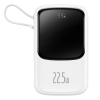 Qpow powerbank 10000mAh wbudowany kabel USB Typu C 22.5W Quick Charge biały
