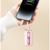 Powerbank 10000mAh Colorful Series 22.5W z kablami USB-C i Iphone Lightning różowy