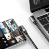 Kabel przewód kątowy z bocznym wtykiem USB-C na USB-C Quick Charge 1m - szary