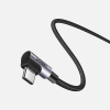 Kabel przewód kątowy z bocznym wtykiem USB-C na USB-C Quick Charge 1m - szary