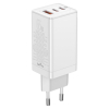Szybka uniwersalna ładowarka sieciowa GaN3 PRO 2x USB-C / USB + kabel USB-C 65W - biały