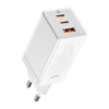 Szybka uniwersalna ładowarka sieciowa GaN3 PRO 2x USB-C / USB + kabel USB-C 65W - biały