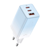 Szybka ładowarka sieciowa GaN 2x USB-C / USB 65W QC PD - niebieski