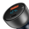 Ładowarka samochodowa USB + USB-C 65W Quick Charge ekran LCD przezroczysty