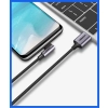 Przewód kabel kątowy boczna wtyczka USB - USB-C 1m 3A szary