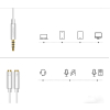 Rozdzielacz słuchawkowy 3.5mm mini jack AUX + mikrofon stereo 20cm srebrny