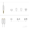 Rozdzielacz słuchawkowy 3.5mm mini jack AUX + mikrofon stereo 20cm srebrny