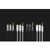 Rozdzielacz słuchawkowy 3.5mm mini jack AUX + mikrofon stereo 20cm srebrny