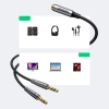 Rozdzielacz kabla AUX 3.5 mm żeński do słuchawek i mikrofonu męski 20cm czarny