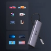 7w1 wielofunkcyjny HUB USB-C - 2x USB HDMI 4K czytnik kart SD i TF USB-C RJ45 1Gbps szary