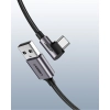 Kabel przewód kątowy w mocnym oplocie USB - USB-C QC 3.0 3A 2m szary