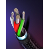 2w1 Kabel przewód w mocnym oplocie USB - microUSB + USB-C 1m 2.4A czarny