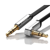 Kabel przewód płaski kątowy audio AUX 3.5mm minijack 0.5m czarny