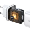 Szybka ładowarka sieciowa GaN 2x USB-C 45W QC PD biała