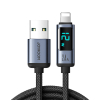 Kabel do iPhone z wyświetlaczem LED Lightning - USB-A 2.4A 1.2m czarny