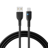 Kabel do iPhone ze wskaźnikiem LED USB - Lightning 2.4A 2m czarny