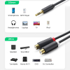 Kabel przewód przejściówka audio jack 3.5mm męski - 2x RCA żeński 0.25m szary