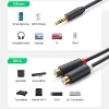 Kabel przewód przejściówka audio jack 3.5mm męski - 2x RCA żeński 0.25m szary
