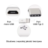 Adapter przejściówka wtyczka z micro USB na USB-C biała