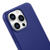 Skórzane etui iPhone 14 Pro magnetyczne z MagSafe Litchi Premium Leather Case granatowy