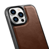 Etui pokryte naturalną skórą do iPhone 14 Pro Leather Oil Wax ciemny brąz