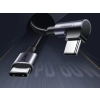 Kątowy kabel przewód USB-C Power Delivery 60W 20V 3A 1m czarno-szary