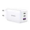 Szybka ładowarka sieciowa GaN 65W USB-A / 2x USB-C biała