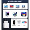 Mała mocna ładowarka sieciowa GaN 2x USB-C PD 35W z wyświetlaczem biała