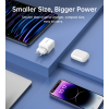 Mała mocna ładowarka sieciowa GaN USB-A USB-C PD 35W z wyświetlaczem biała